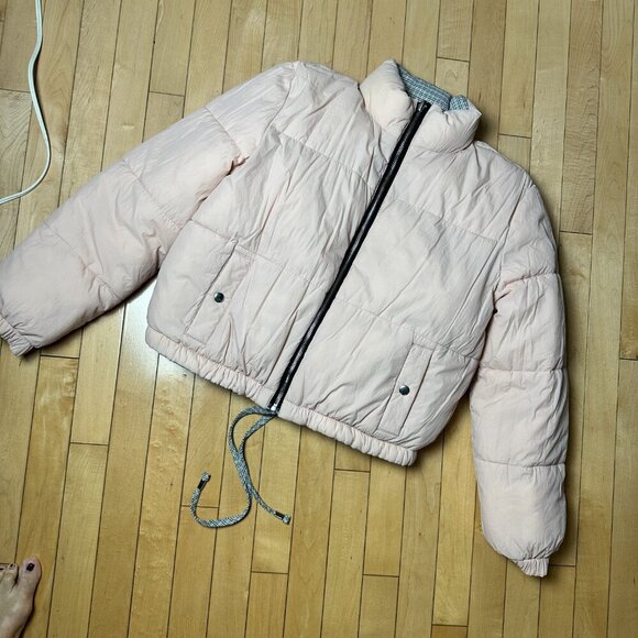 REVERSIBLE American Eagle Cropped Puffer Coat Jacket Size Small - Picture 13 of 14